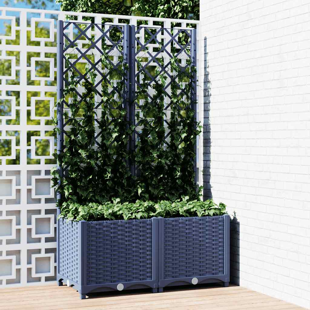 Vrtna žardinjera s rešetkom plavo-siva 80x40x136 cm PP