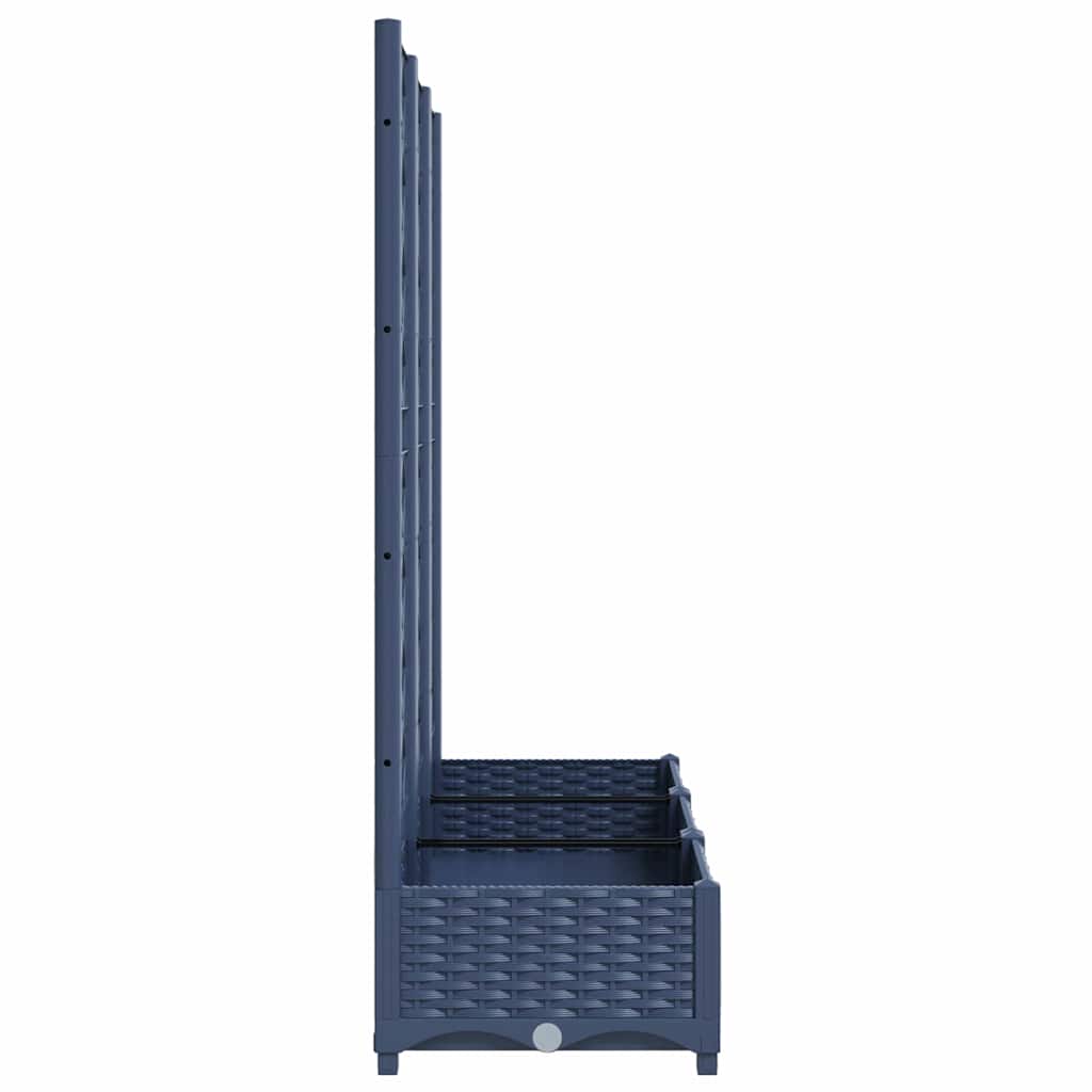 Vrtna sadilica s rešetkom plava siva 120 x 40 x 121,5 cm PP