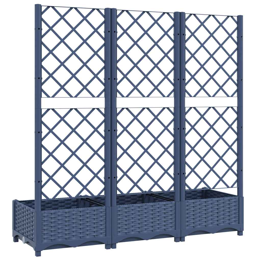 Vrtna sadilica s rešetkom plava siva 120 x 40 x 121,5 cm PP