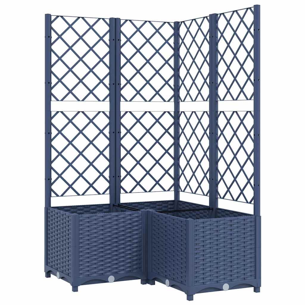 Vrtna sadilica s rešetkom plava siva 80 x 80 x 136 cm PP