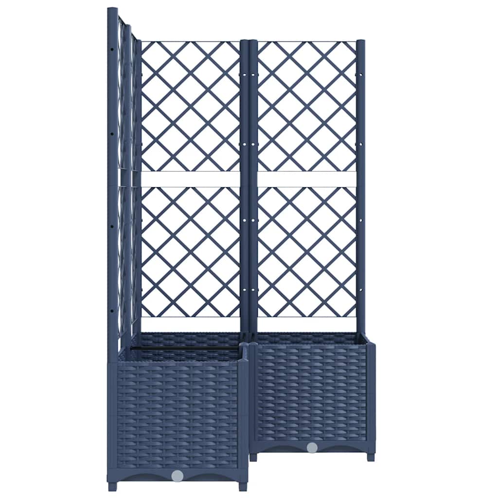 Vrtna sadilica s rešetkom plava siva 80 x 80 x 136 cm PP