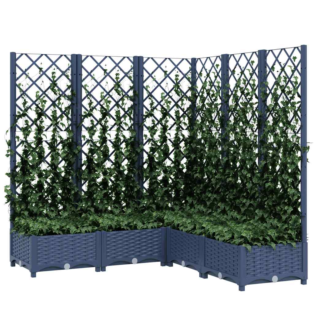 Vrtna sadilica s rešetkom plava siva 120 x 120 x 121,5 cm PP