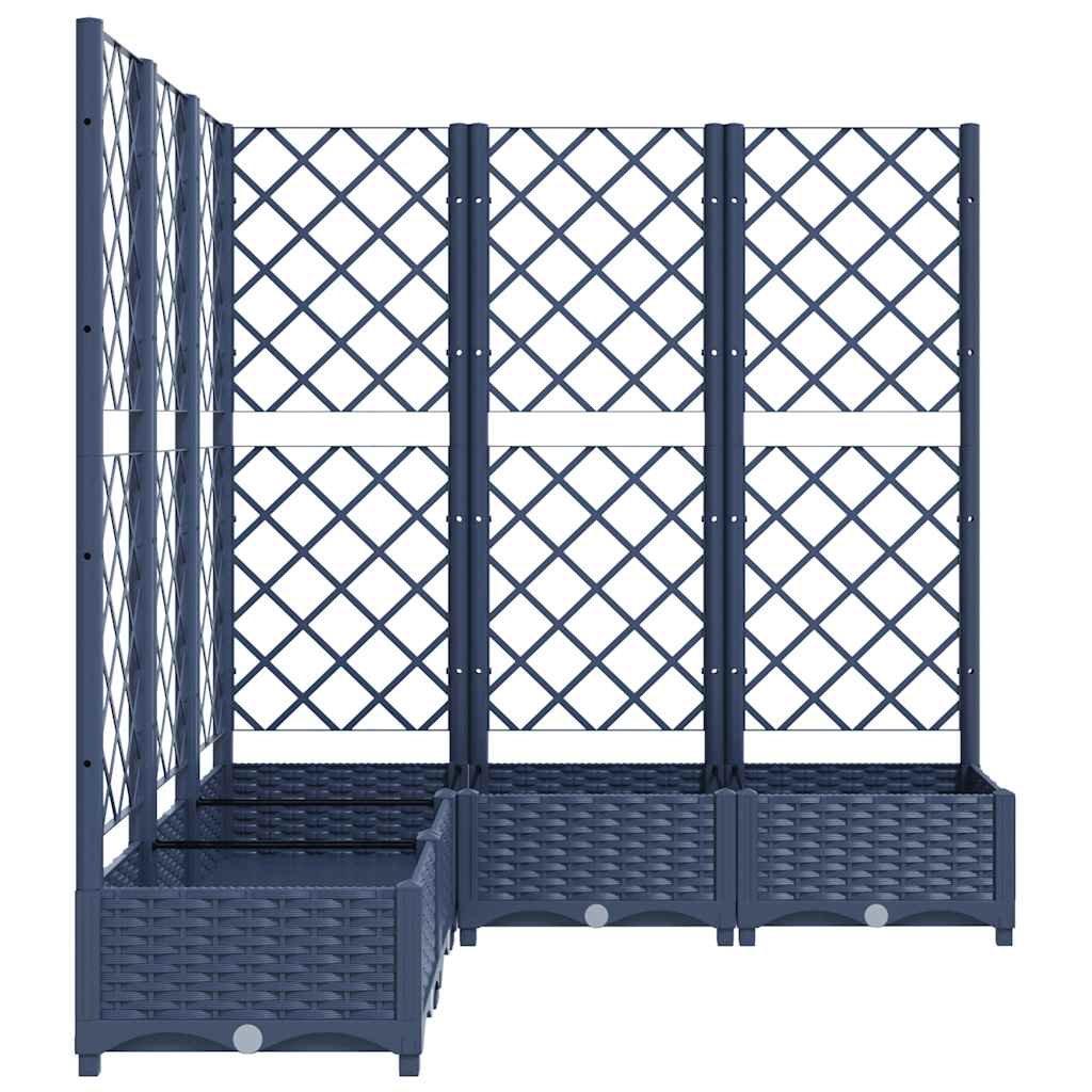 Vrtna sadilica s rešetkom plava siva 120 x 120 x 121,5 cm PP