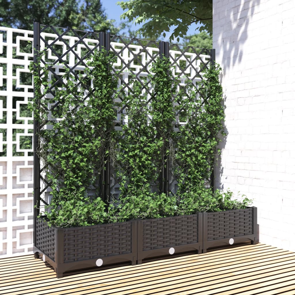Vrtna žardinjera s rešetkom crna 120x40x121,5 cm PP