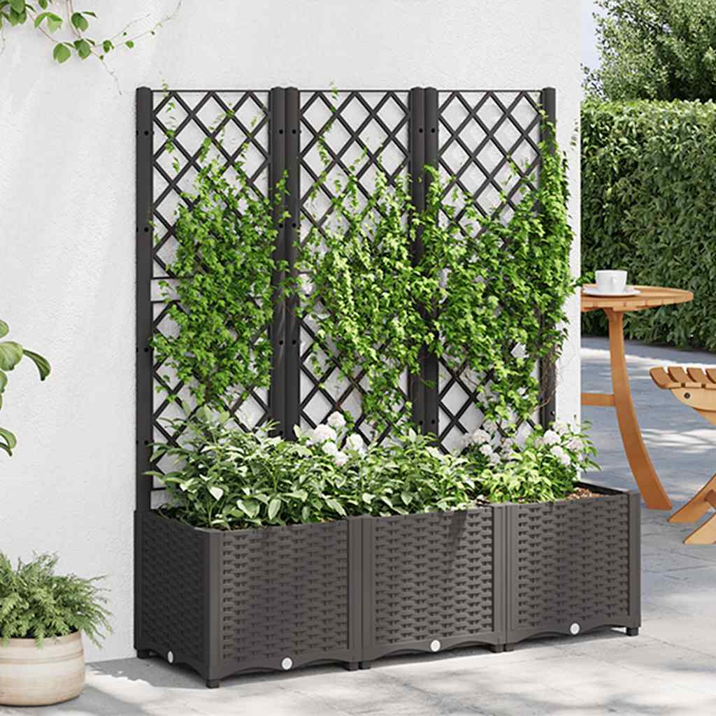 Vrtna žardinjera s rešetkom crna 120x40x136 cm PP