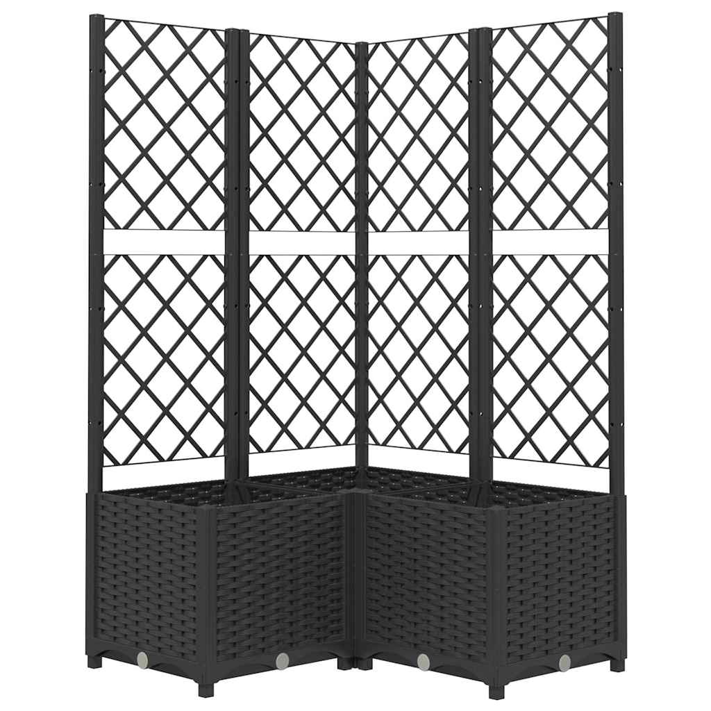Vrtna sadilica s rešetkom crna 80 x 80 x 136 cm PP