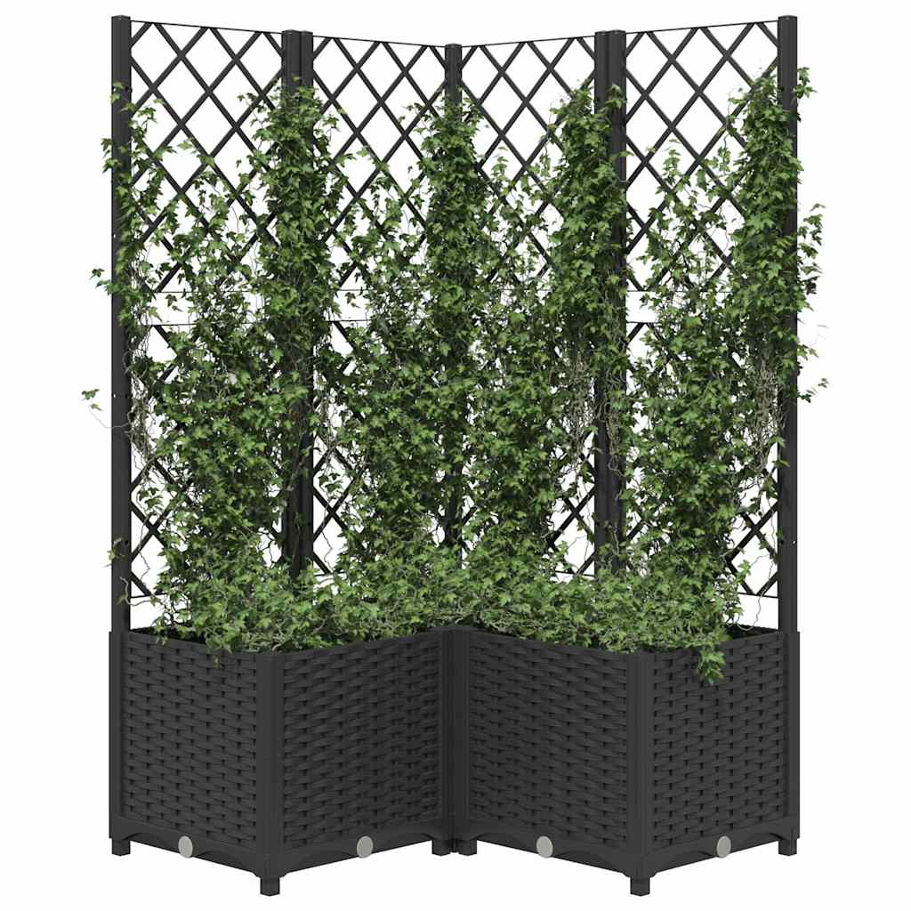 Vrtna sadilica s rešetkom crna 80 x 80 x 136 cm PP