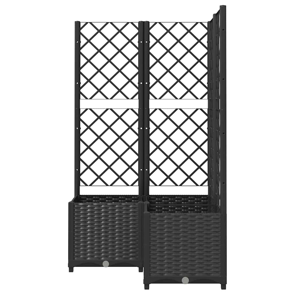 Vrtna sadilica s rešetkom crna 80 x 80 x 136 cm PP