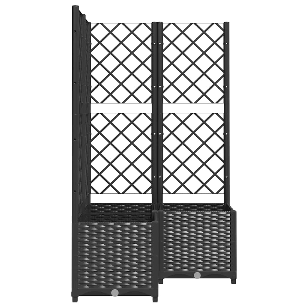 Vrtna sadilica s rešetkom crna 80 x 80 x 136 cm PP