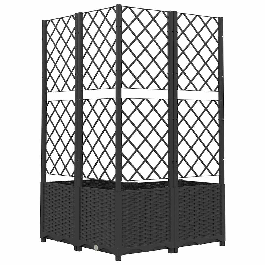 Vrtna sadilica s rešetkom crna 80 x 80 x 136 cm PP