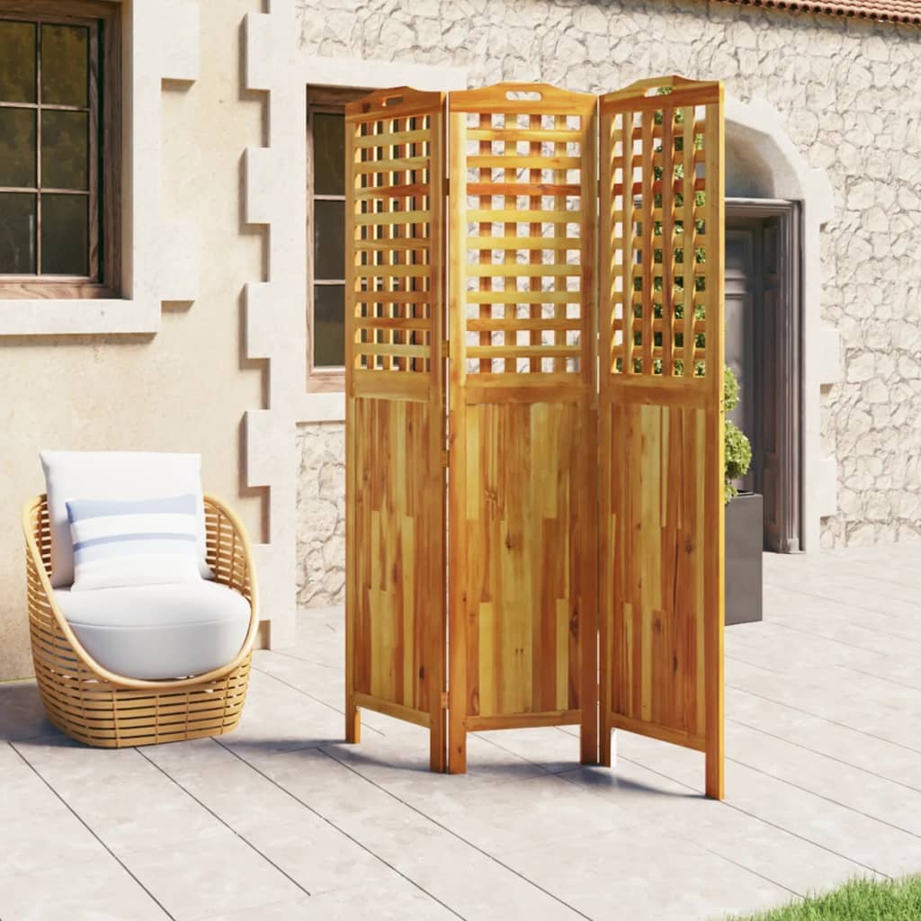 Sobna pregrada s 3 panela 121,5x2x180 cm masivno bagremovo drvo