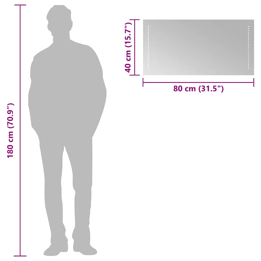 LED kupaonsko ogledalo 80x40 cm