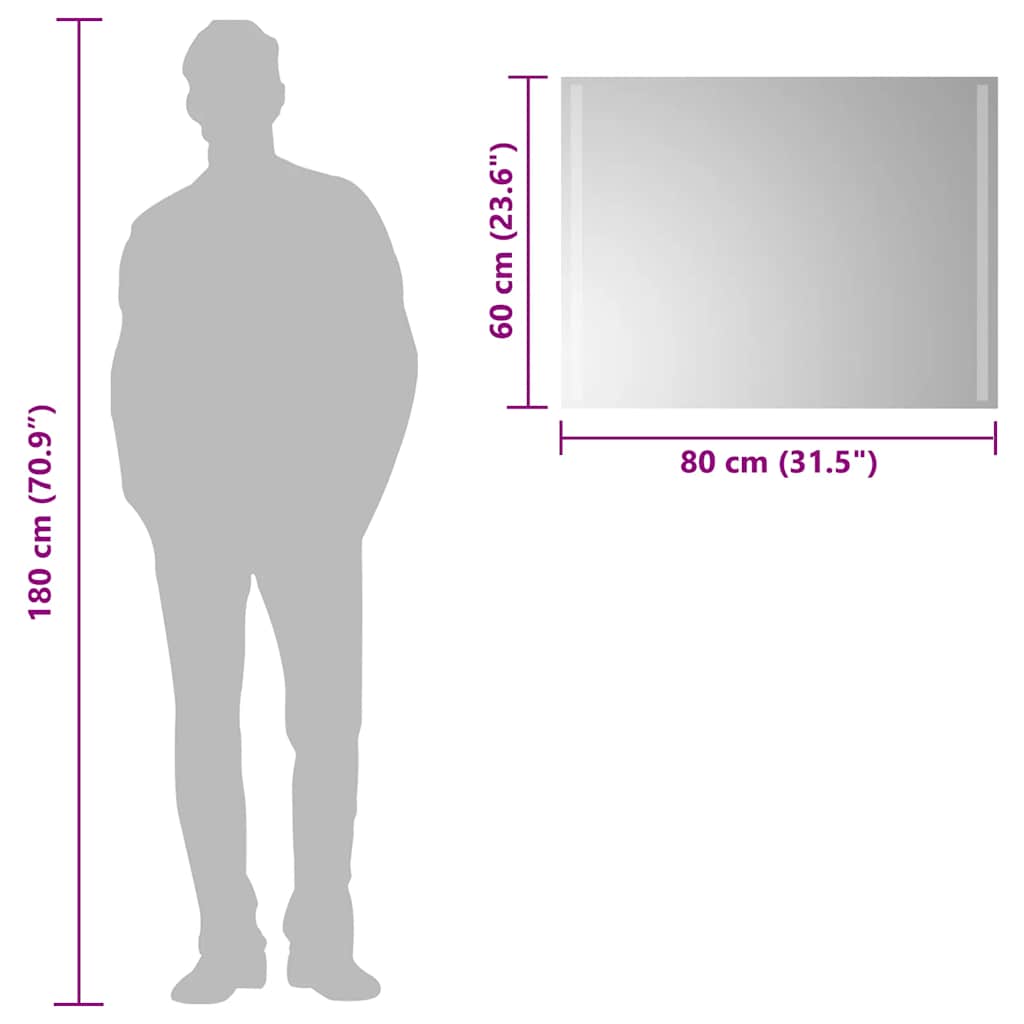 LED kupaonsko ogledalo 80x60 cm