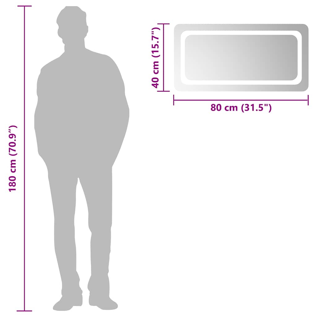 LED kupaonsko ogledalo 80x40 cm