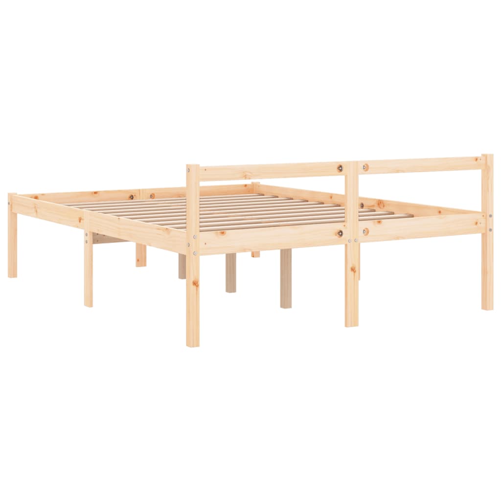 Krevet za starije osobe 135 x 190 cm bračni od masivne borovine