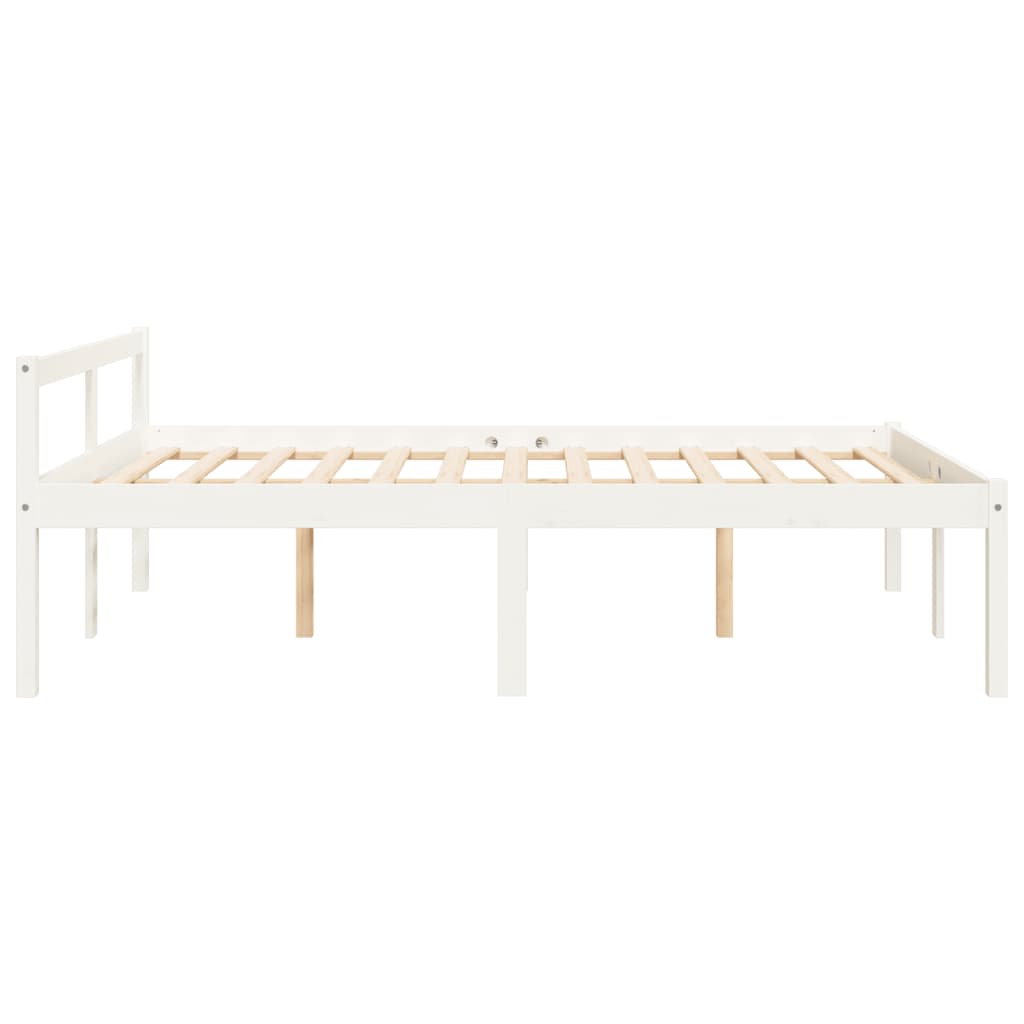 Krevet za starije osobe bijeli 135 x 190 cm bračni od borovine