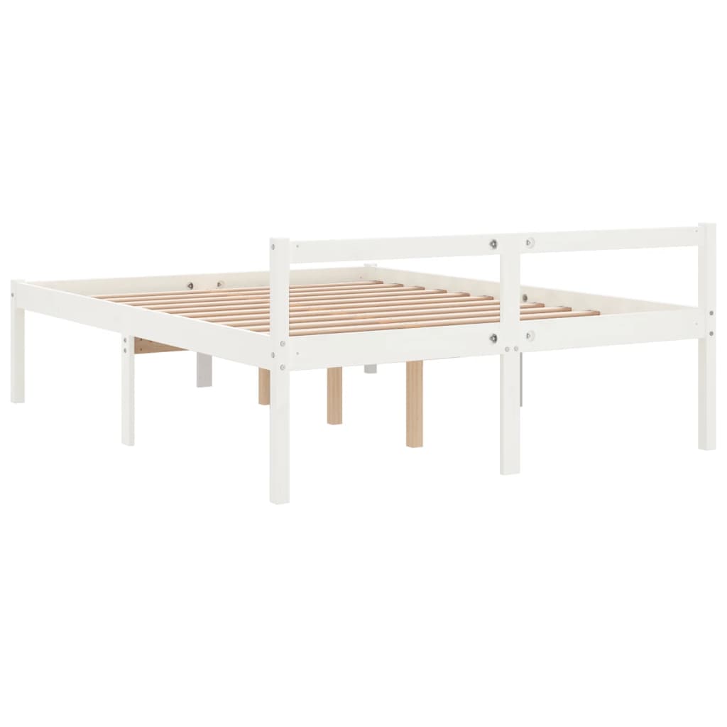 Krevet za starije osobe bijeli 160 x 200 cm od masivne borovine