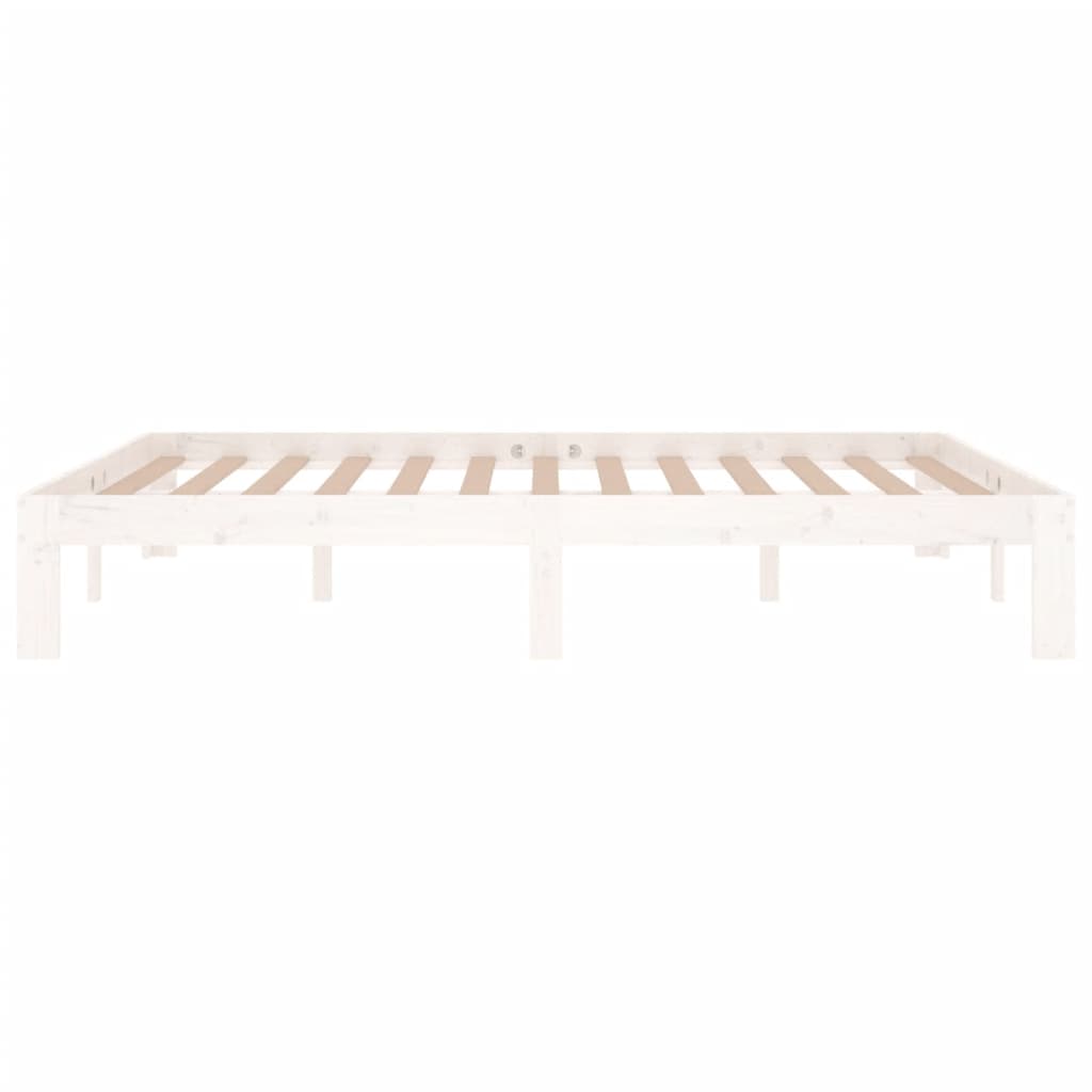 Okvir za krevet od masivne borovine bijeli 140 x 190 cm