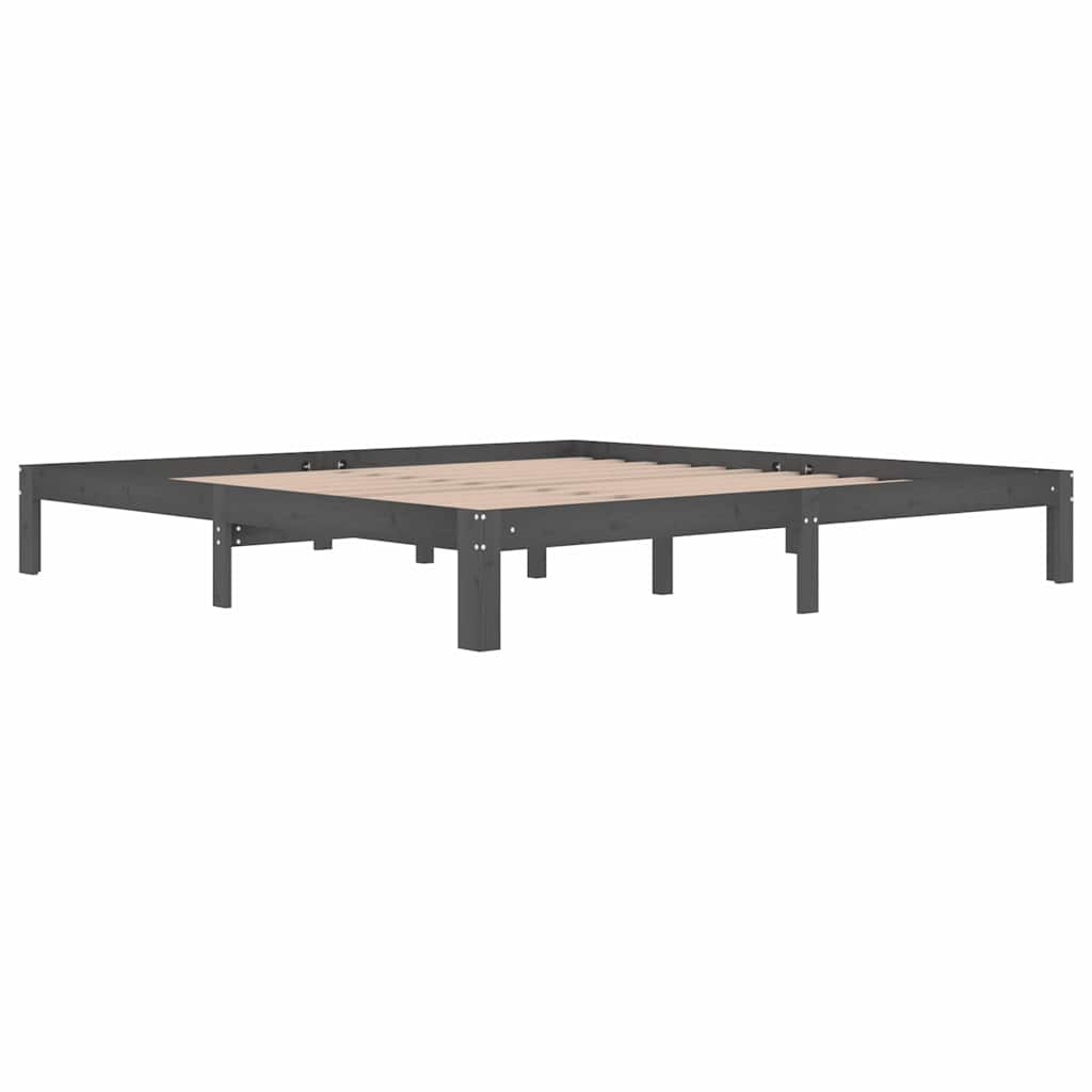 Okvir za krevet od masivne borovine sivi 200 x 200 cm