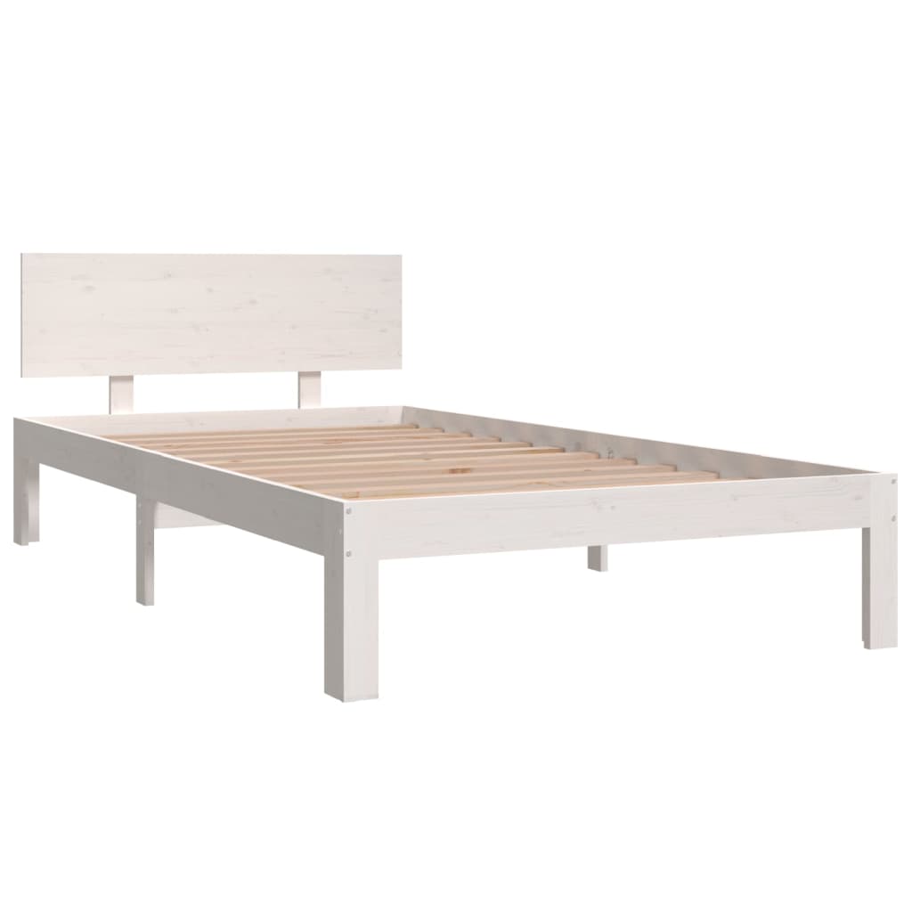 Okvir za krevet od masivne borovine bijeli 100 x 200 cm