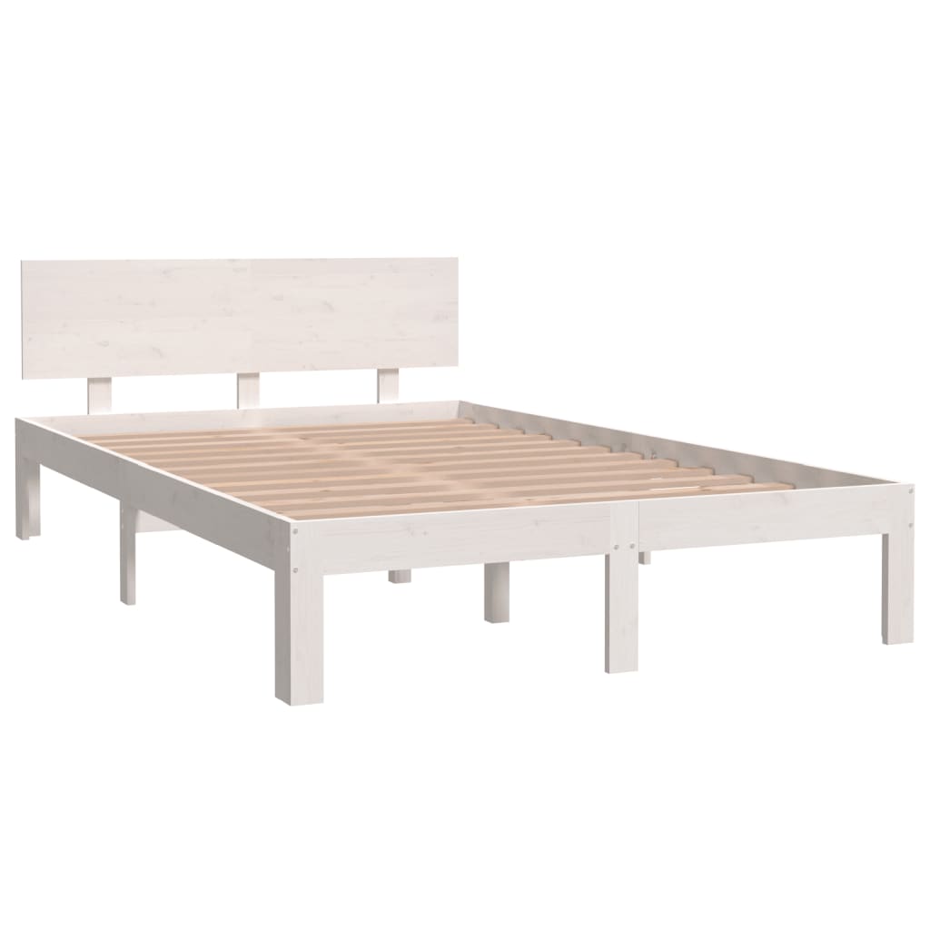 Okvir za krevet od masivne borovine bijeli 120 x 200 cm