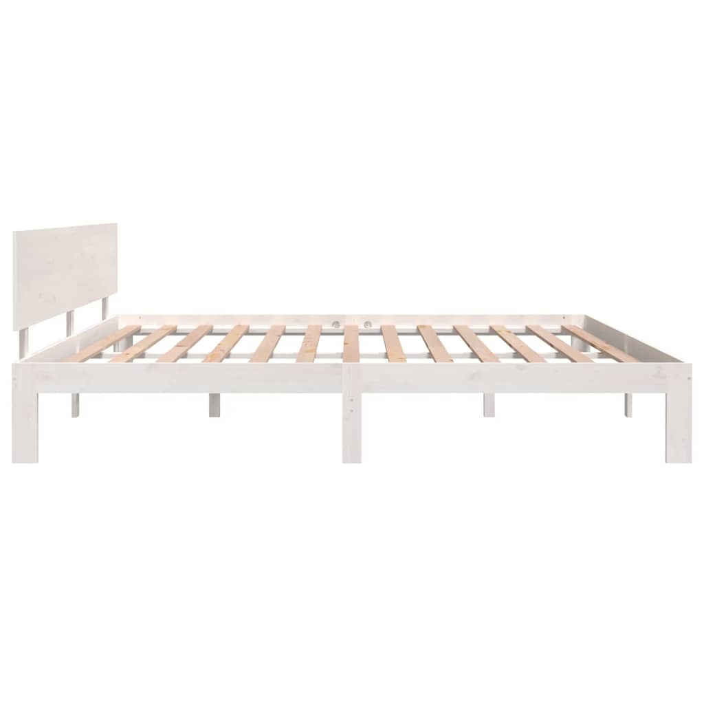 Okvir za krevet od masivne borovine bijeli 200 x 200 cm