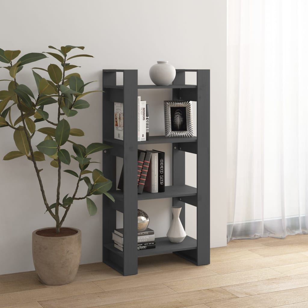 Ormarić za knjige / pregrada sivi 60x35x125 cm masivno drvo