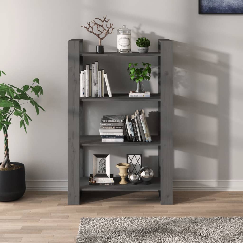 Ormarić za knjige / pregrada sivi 80x35x125 cm od borovine