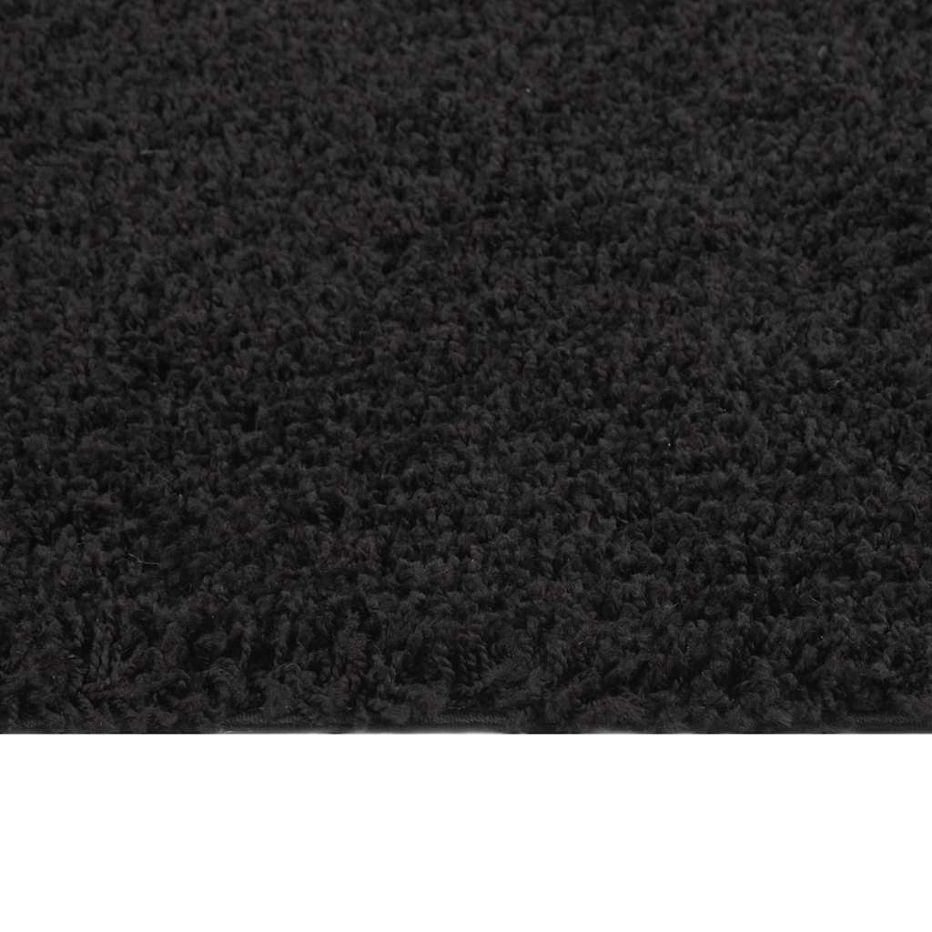 Čupavi tepih s visokim vlaknima crni 80 x 150 cm