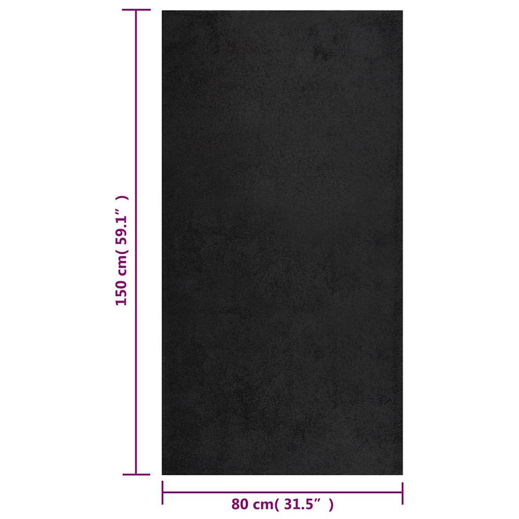Čupavi tepih s visokim vlaknima crni 80 x 150 cm