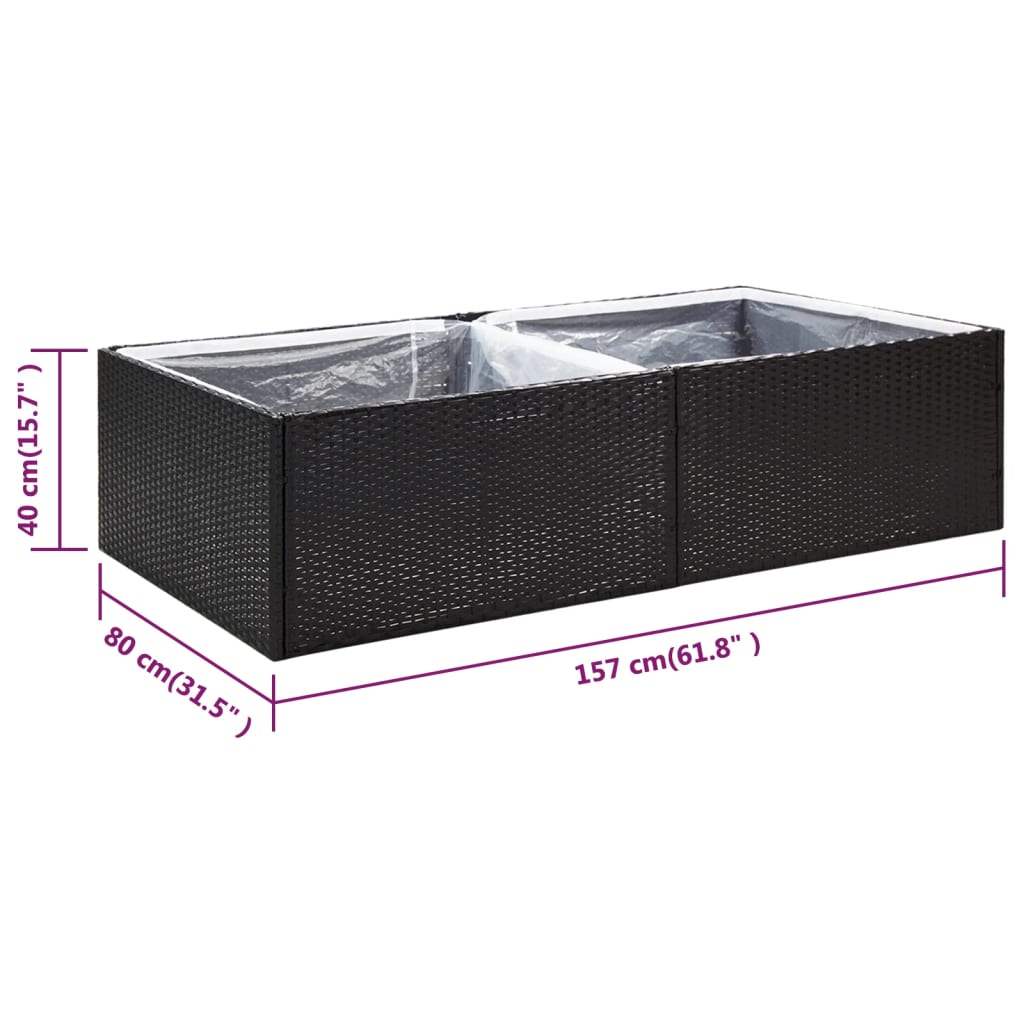 Vrtna sadilica crna 157 x 80 x 40 cm od poliratana