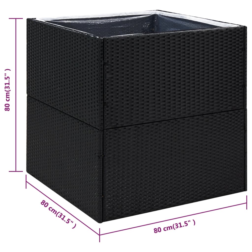 Vrtna sadilica crna 80 x 80 x 80 cm od poliratana