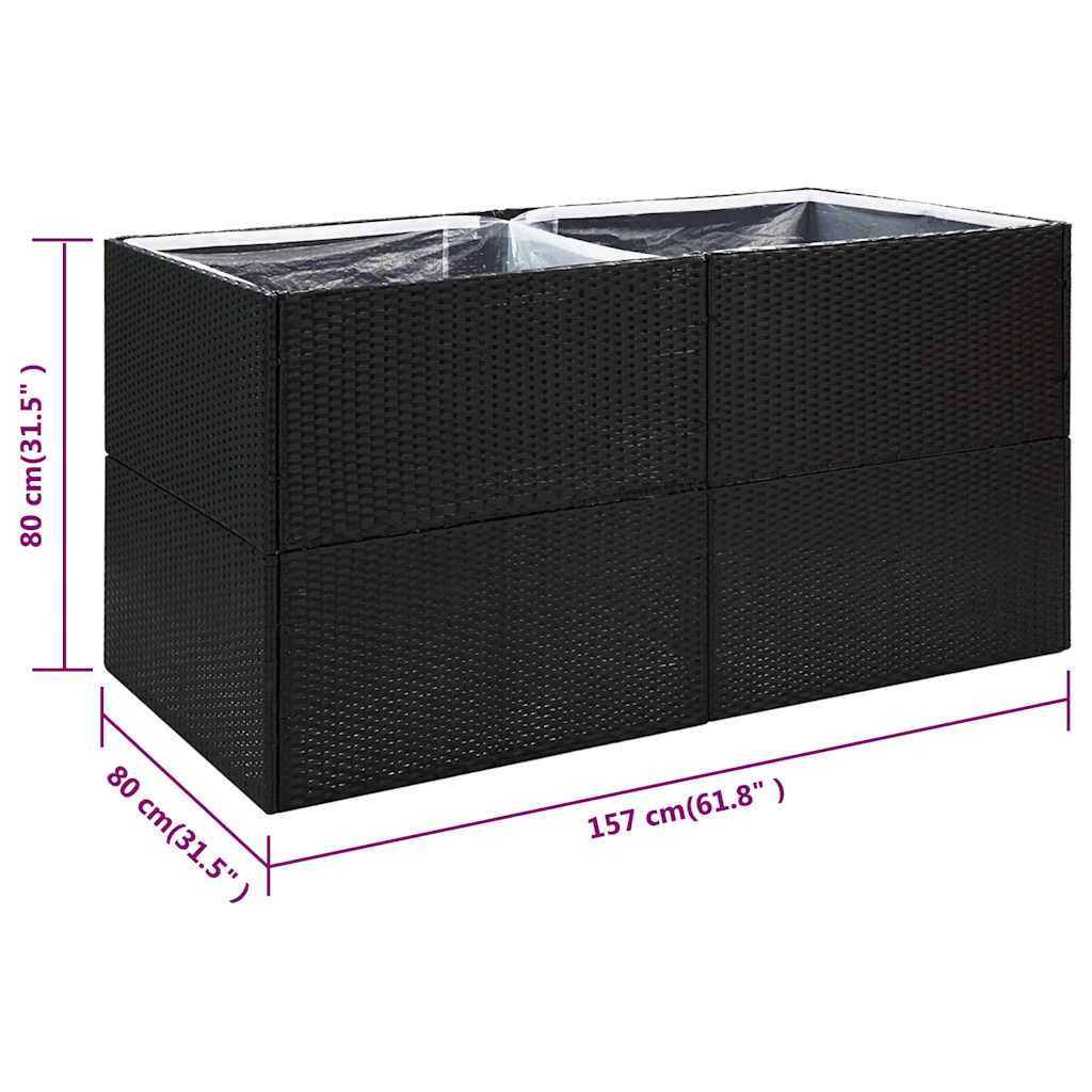 Vrtna sadilica crna 157 x 80 x 80 cm od poliratana