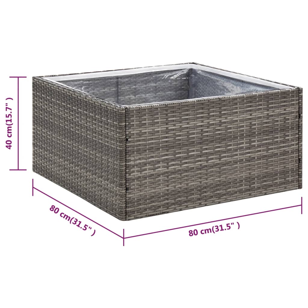 Vrtna sadilica siva 80 x 80 x 40 cm od poliratana