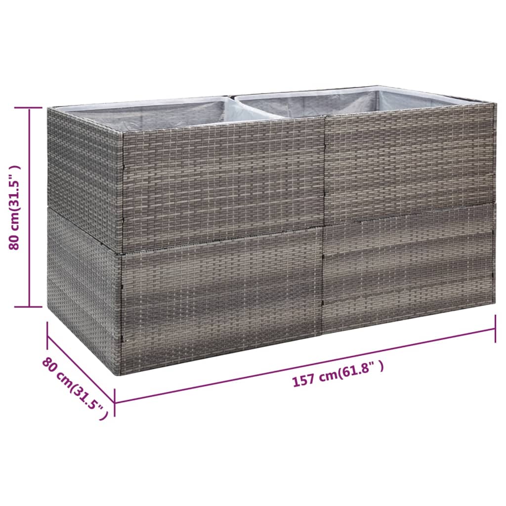 Vrtna sadilica siva 157 x 80 x 80 cm od poliratana