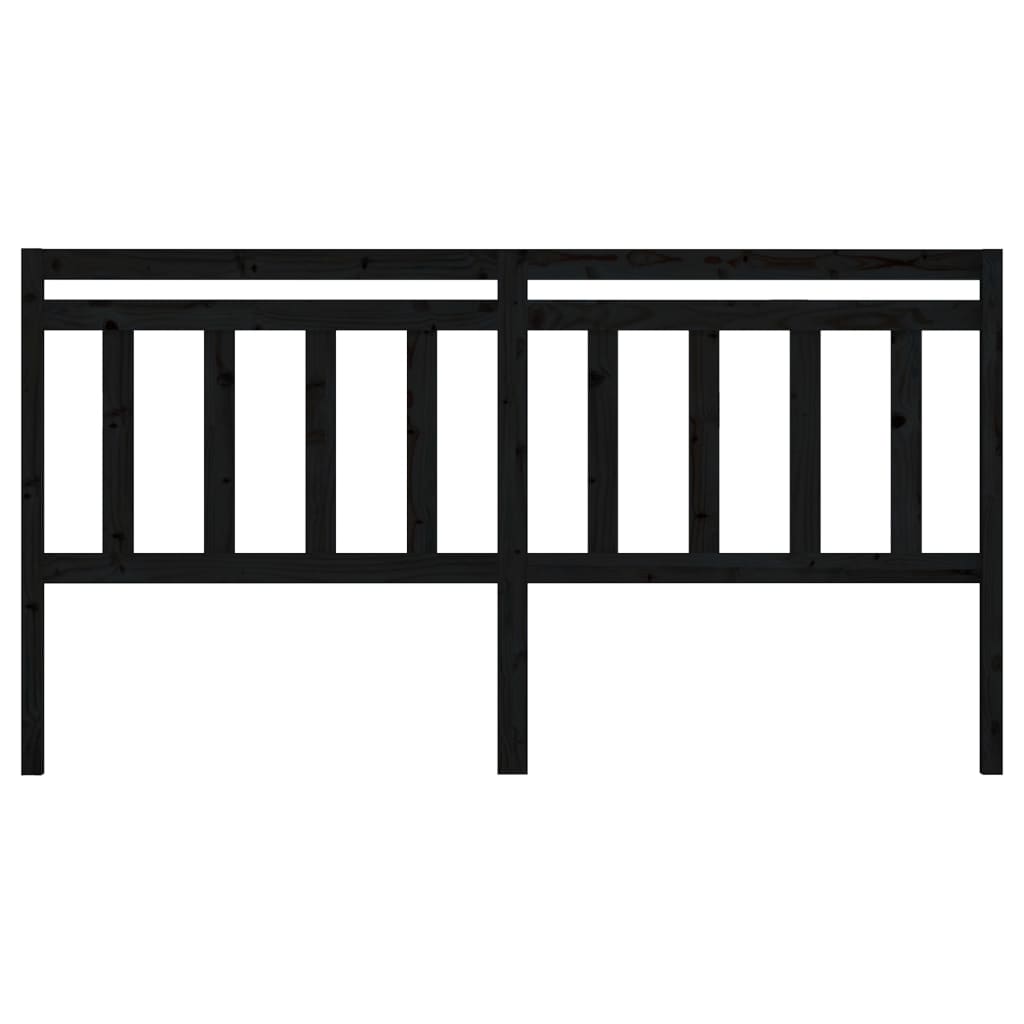 Uzglavlje za krevet crno 206 x 4 x 100 cm od masivne borovine