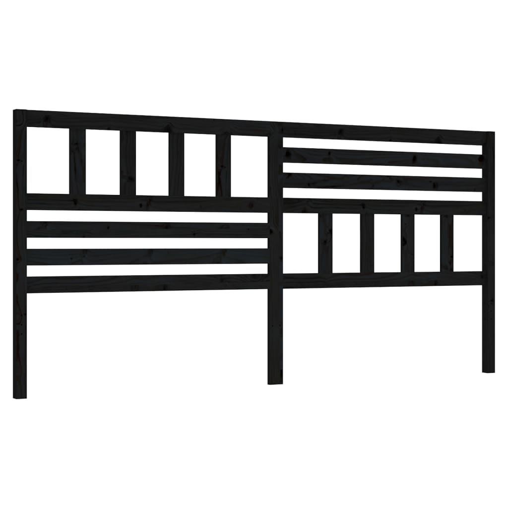Uzglavlje za krevet crno 206 x 4 x 100 cm od masivne borovine
