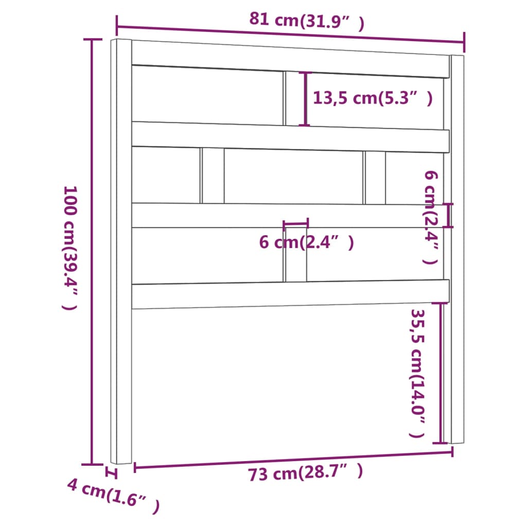 Uzglavlje za krevet 81 x 4 x 100 cm od masivne borovine