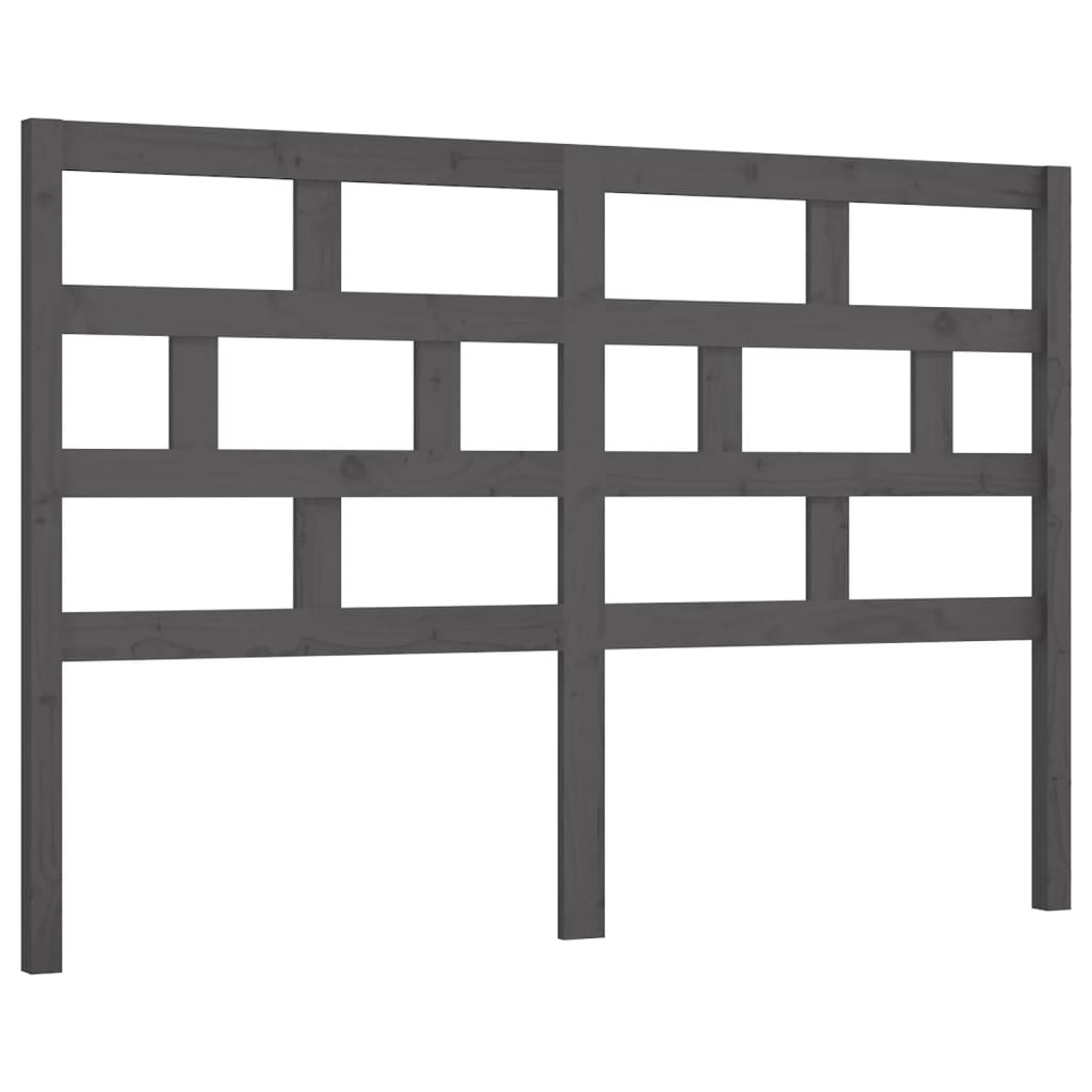 Uzglavlje za krevet sivo 126 x 4 x 100 cm od masivne borovine