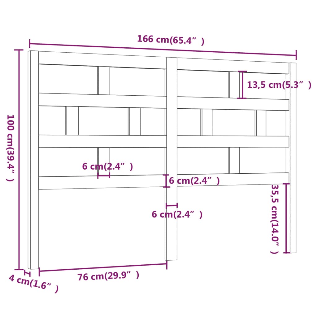 Uzglavlje za krevet 166 x 4 x 100 cm od masivne borovine