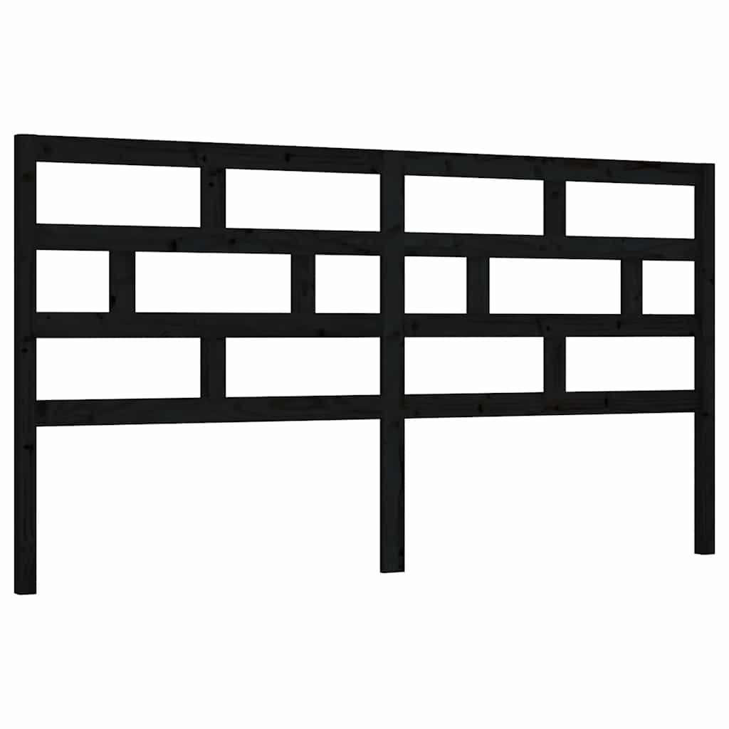 Uzglavlje za krevet crno 206 x 4 x 100 cm od masivne borovine