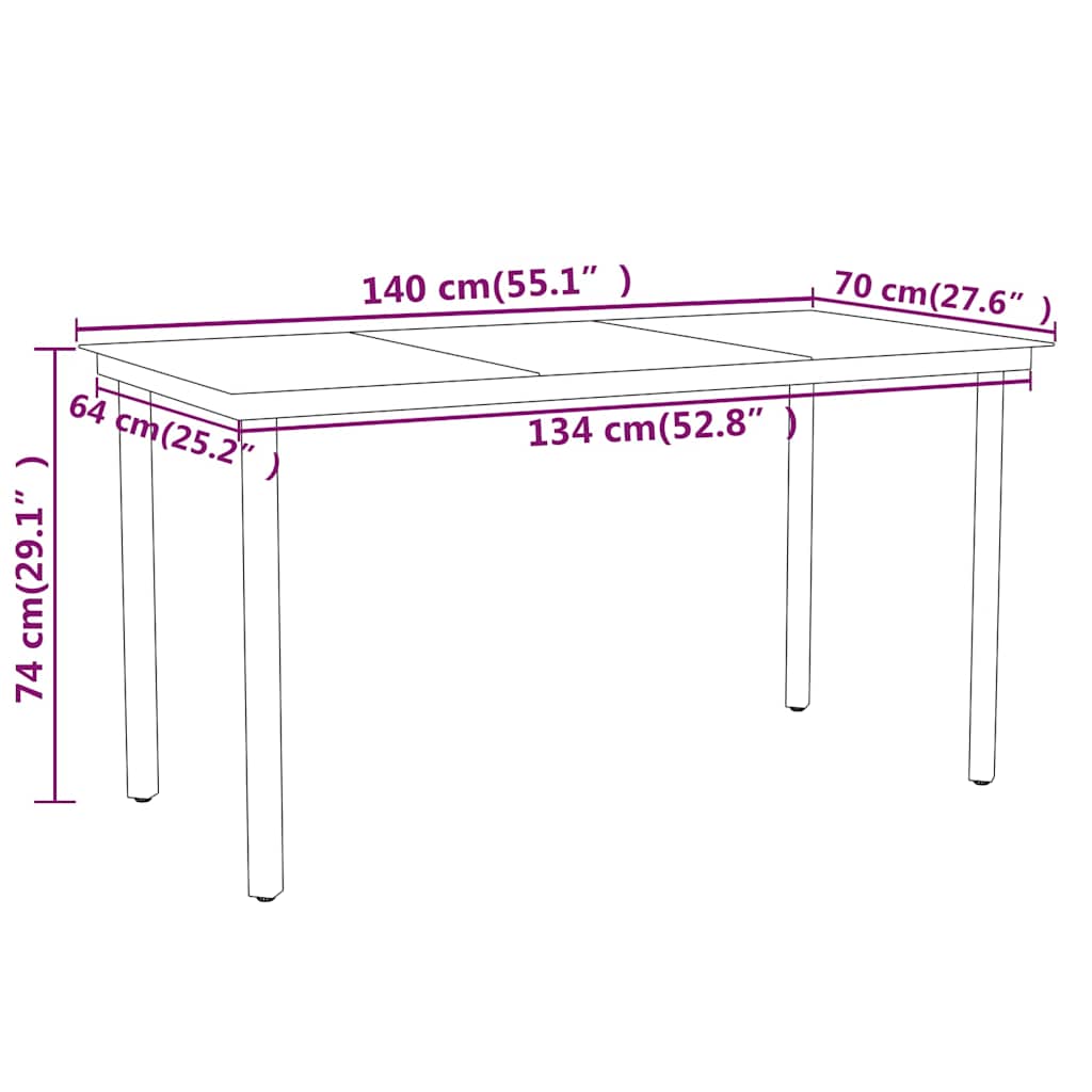 5-dijelni vrtni blagovaonski set crni Crna Dužina stola 140 cm