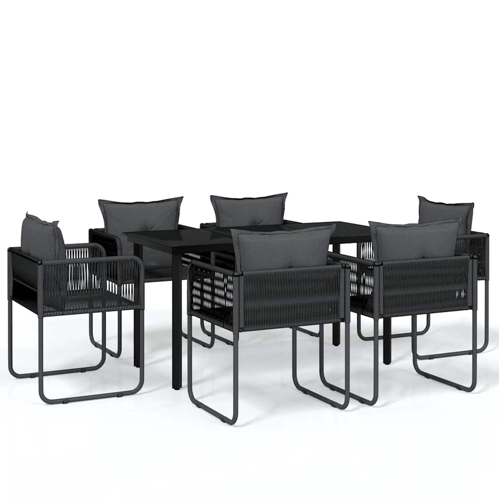 7-dijelni vrtni blagovaonski set crni Crna Dužina stola 140 cm