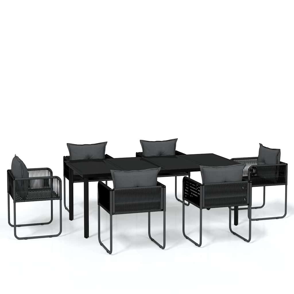 7-dijelni vrtni blagovaonski set crni Crna Dužina stola 200 cm