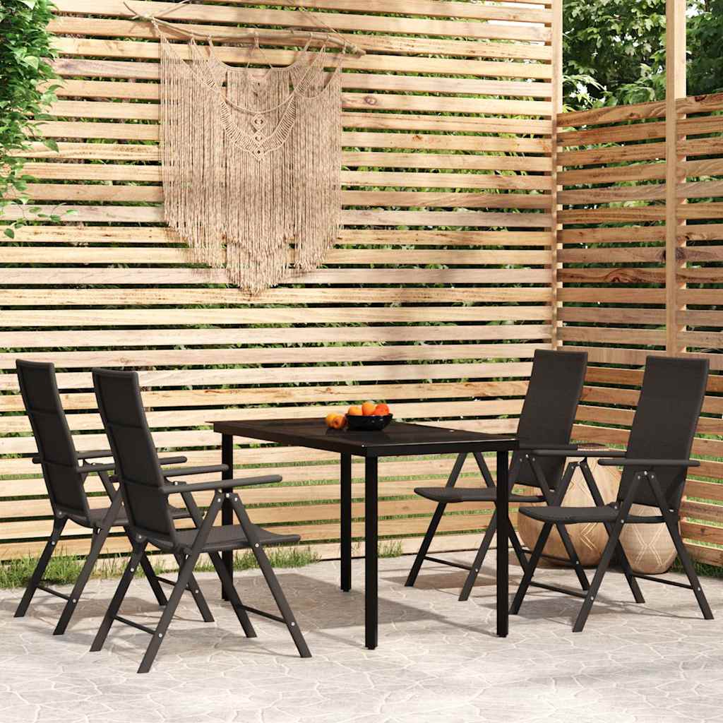 5-dijelni vrtni blagovaonski set crni Crna Dužina stola 140 cm