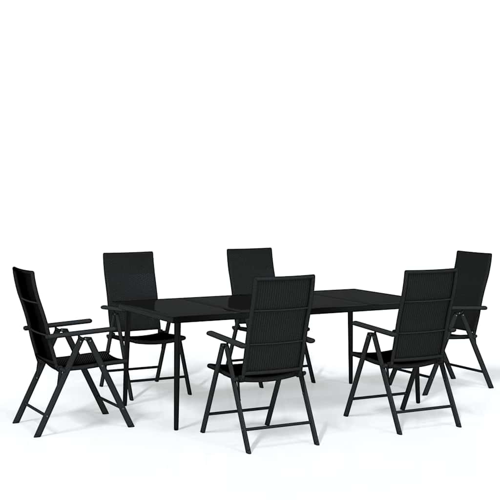 7-dijelni vrtni blagovaonski set crni