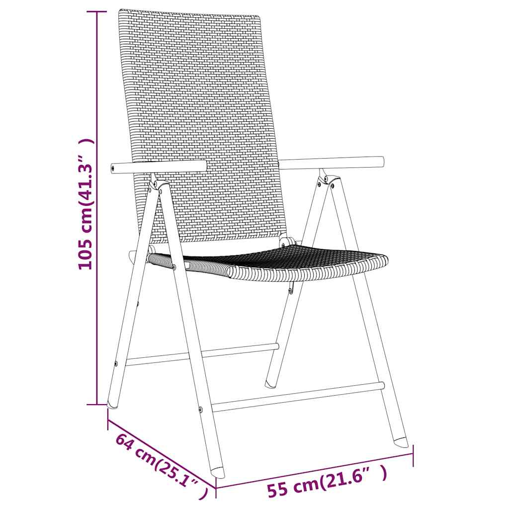 7-dijelni vrtni blagovaonski set crni Crna Dužina stola 200 cm