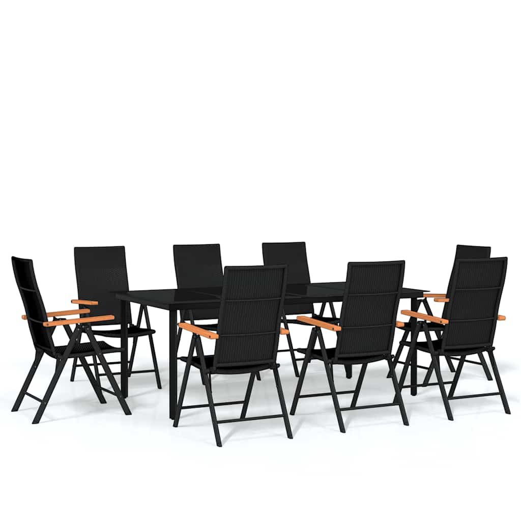 9-dijelni vrtni blagovaonski set crni