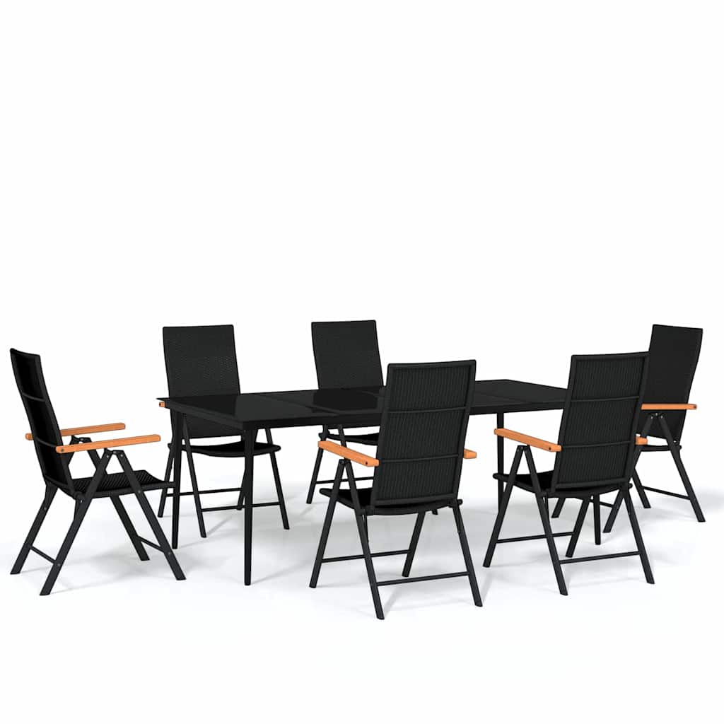 7-dijelni vrtni blagovaonski set crni