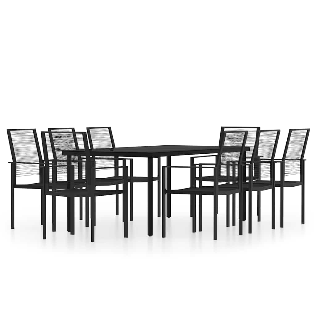 9-dijelni vrtni blagovaonski set crni
